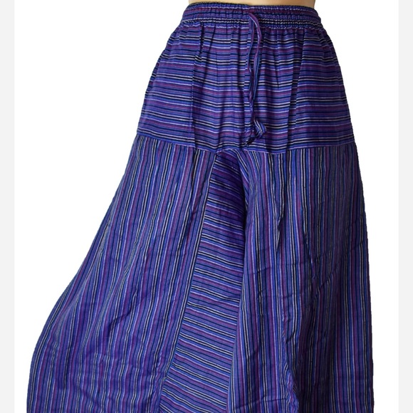 Striped Cotton Harem Trousers Size M - Picture 4 of 9